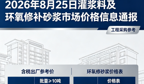 洛江2026年8月25日灌浆料及环氧修补砂浆市场价格信息通报